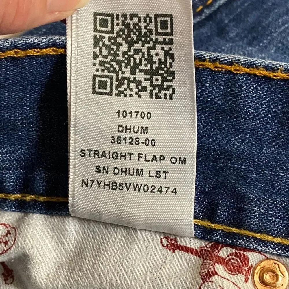 True Religion Jeans Mens Straight Flap Pocket Dark Wash Denim Size‎ 32x32.5